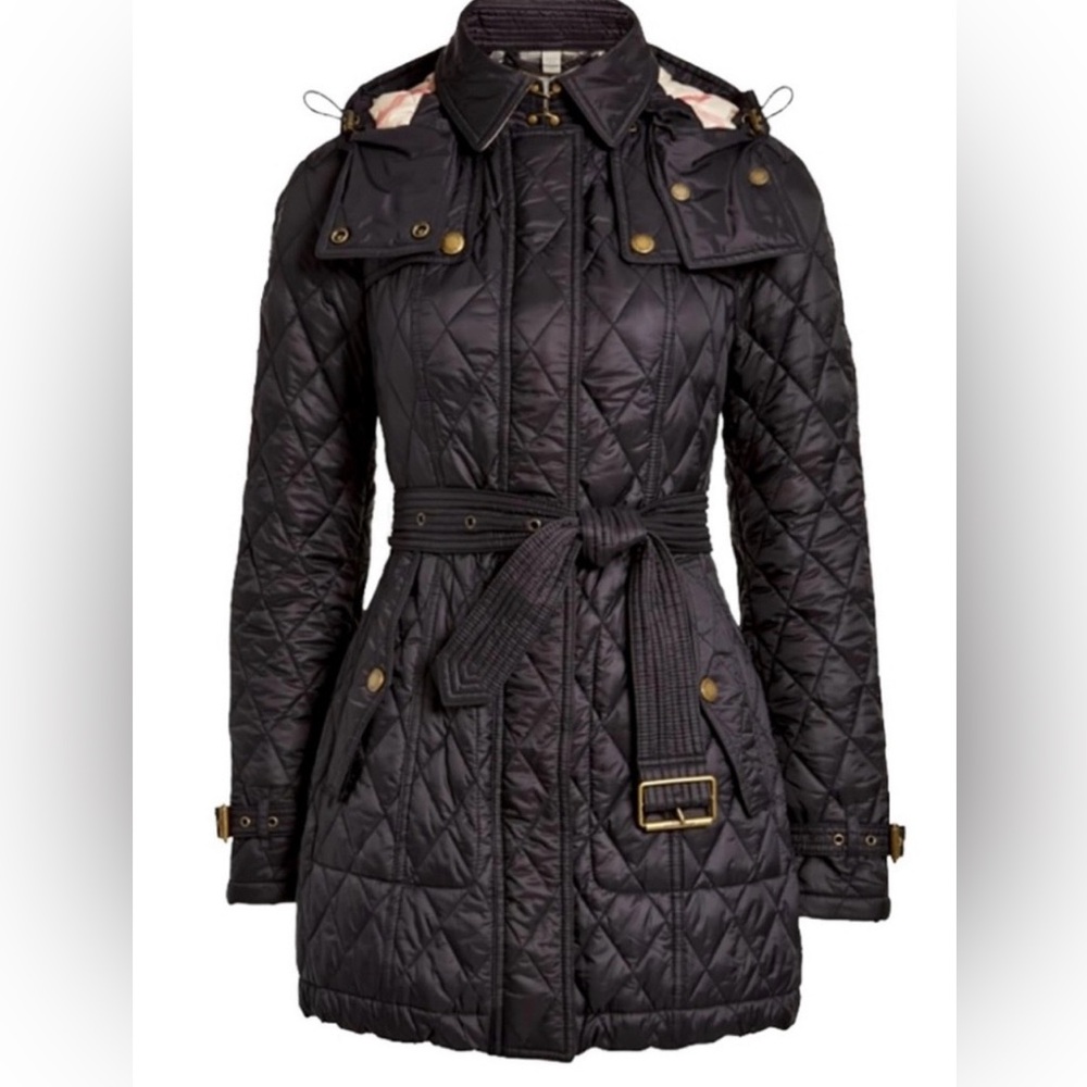 Burberry Black Finsbridge Quilted Trench Coat